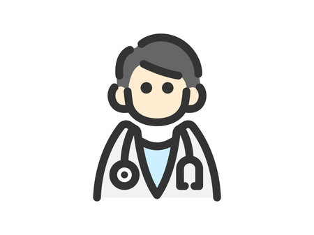 Illustration of a male doctor icon (line drawing color)のイラスト素材