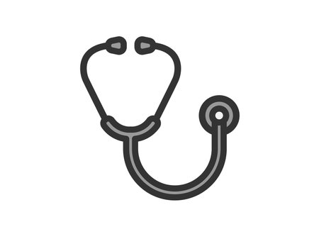 Illustration of stethoscope icon (line drawing color)のイラスト素材