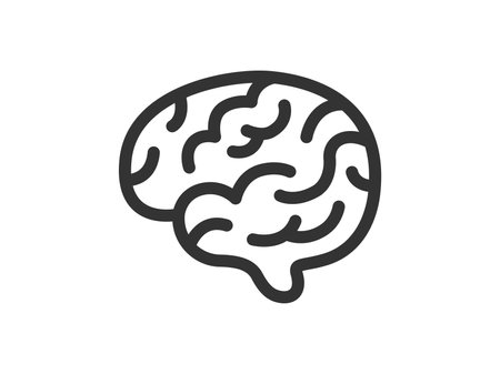 Illustration of brain icon (line drawing)のイラスト素材