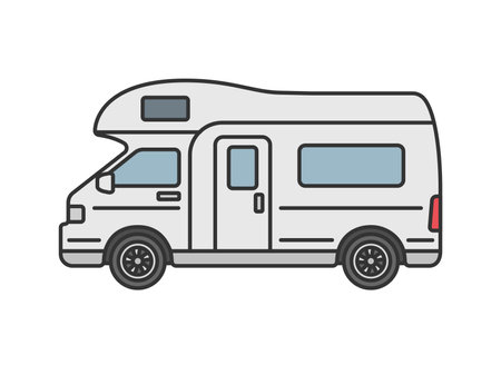 Side view of a camper van (line drawing color)のイラスト素材