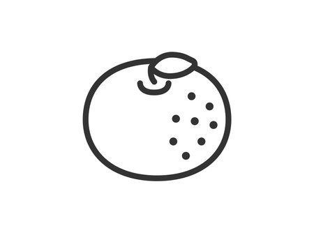 Illustration of a mandarin orange icon (line drawing) with leavesのイラスト素材