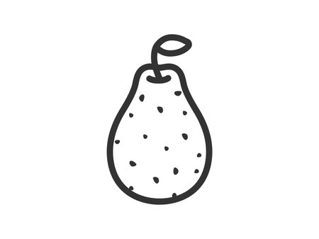 Illustration of pear icon (line drawing)のイラスト素材