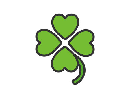 Illustration of a four-leaf clover icon (line drawing color)のイラスト素材