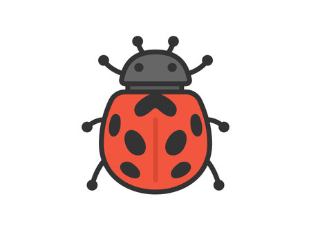 Illustration of ladybug icon (line drawing color)のイラスト素材