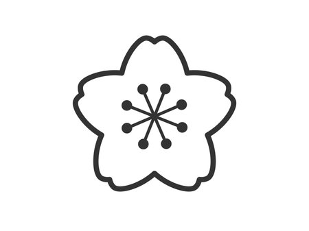 Illustration of cherry blossom icon (line drawing)のイラスト素材