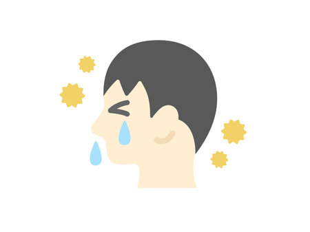 Illustration of a male profile icon with hay feverのイラスト素材