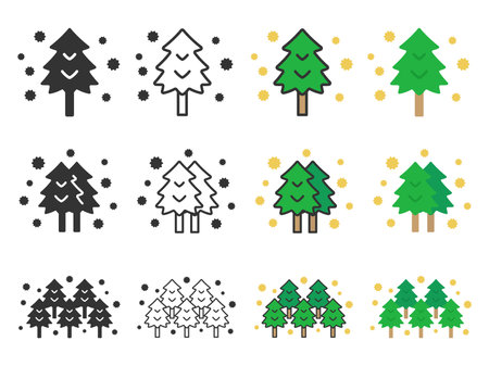 Illustration set of cedar tree pollen iconsのイラスト素材