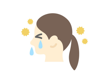 Illustration of a woman's profile icon with hay feverのイラスト素材