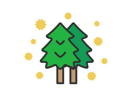 Illustration of cedar pollen icon (line drawing color)のイラスト素材