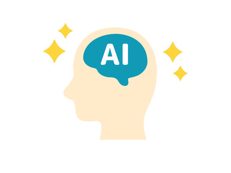 Illustration of a profile and an artificial intelligence (AI) iconのイラスト素材