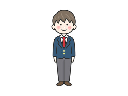 Illustration of a male student (line drawing) wearing a blazerのイラスト素材