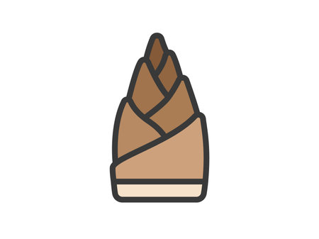 Illustration of bamboo shoot icon (line drawing color)のイラスト素材