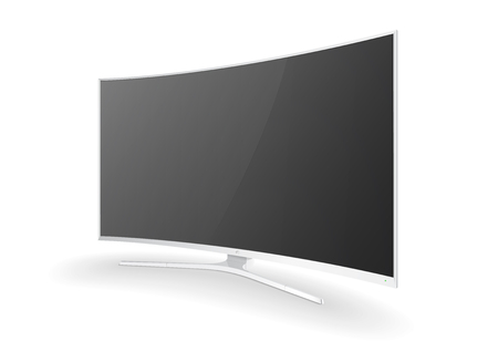 Realistic plasma TV screen. Modern stylish lcd panel, led type. Large computer monitor display mockup. Blank television template. Vector illustrationのイラスト素材