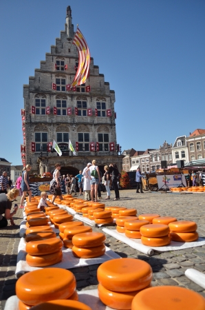 Dutch cheese on marketのeditorial素材