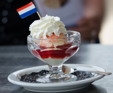 Ice cream with dutch  luxembourg  flagの写真素材
