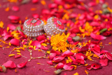 indian wedding fill story with bridal and groom start to end with fashion  tasty food, jewellery  decoration  saptapadi samayu javtal ganesh Puja beautiful background all wedding rituals sindurの写真素材