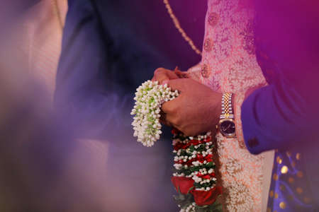 indian wedding fill story with bridal and groom start to end with fashion  tasty food, jewellery  decoration  saptapadi samayu javtal ganesh Puja beautiful background all wedding rituals sindurの写真素材