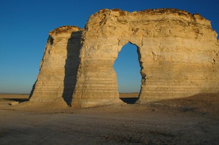 The chalk Pyramids are an unusual mineral formation in western Kansas.の写真素材