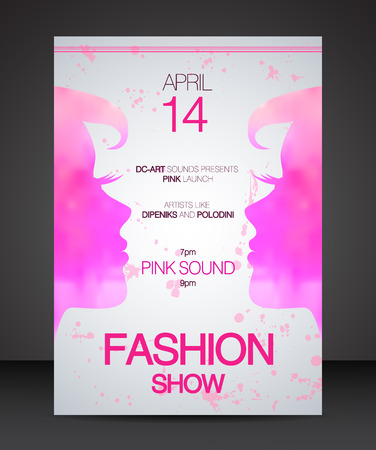 Fashion show face to face pink beautiful women silhouetteのイラスト素材
