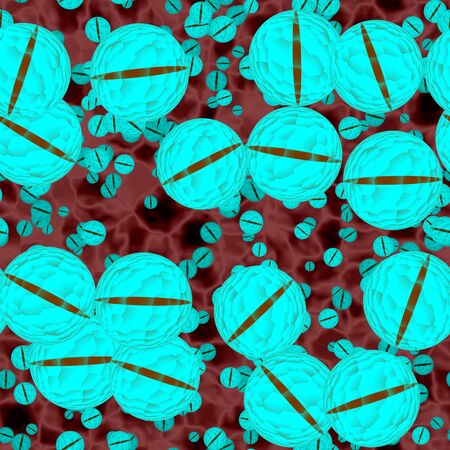 Cyan death. Blue bacteria or virus spheres