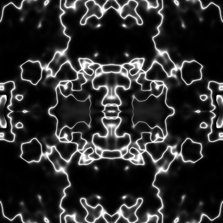 Rich decorated calligraphic outlined stroke monochrome seamless pattern. Kaleidoscopic ornate floral...