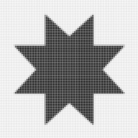 Eight pointed star, ostagon. The simple geometric pattern of black squares with shadowed frame. Set of dot patterns. Halftone pattern for the posters, bannerの写真素材