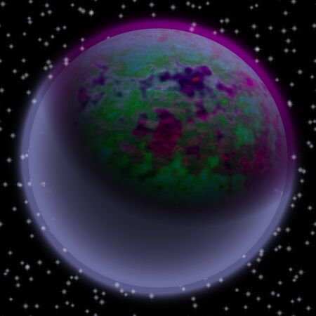 Lost planet in the far corner of universe. A planet with shinning atmosphere hidden  somewhere in...