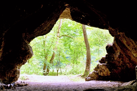 Mountain forrest, view from the cave. Sandstone domeの写真素材