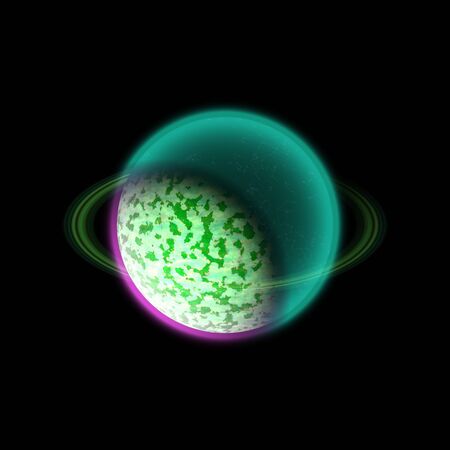 Unknown planet lost in the far corner of universe. A planet with shinning atmosphere hidden ...