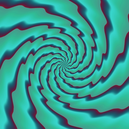 Green blue retro psychedelic whirl. Turning of crazy propeller. の写真素材