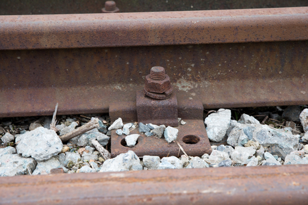 Detail of old rusty rails in abandoned railway station. Rusty train ...