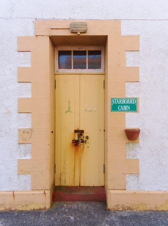 Must see Neist Point lighthouse. Mess inside of abandoned building. Popular travel destination on  Isle of Sky, Scotland.の写真素材