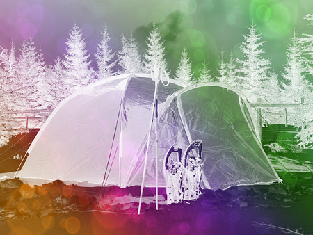 Trip out to the snowy landscape. Travel Lifestyle concept, snow mountains. Hikers winter vacation....