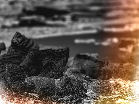 Melting ice tip of the iceberg. The sun shines through ice cracks and create interesting...