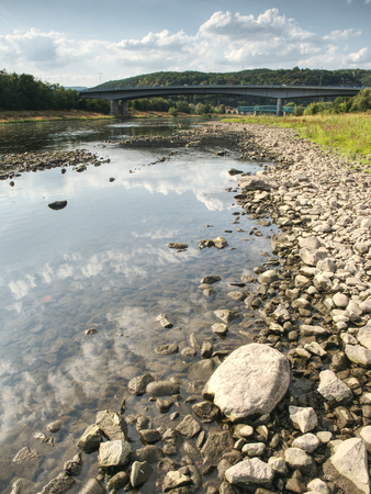 The big European river Elbe out of water due to extreme hot summer 2018. The result of human action