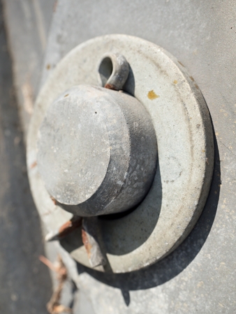Split pin securing an axe or a bolt in bridge swing anchor. Cheap techical and safety solution.の写真素材