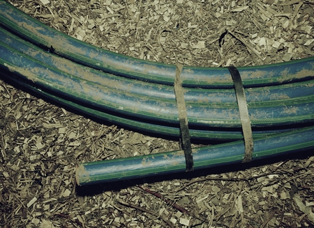 Repairing of broken pipes for water delivery for city. Plastic tubes wait for prompt using.の写真素材