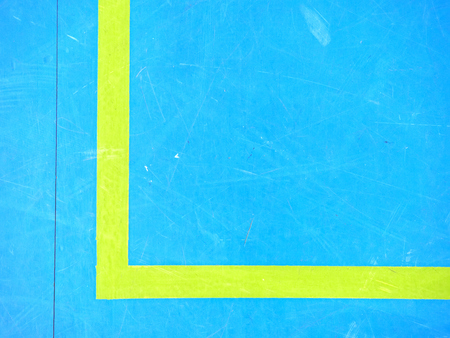 Gymnasium floor. Empty basketball court with line outdoor public. Reflection in wood surfaceの写真素材