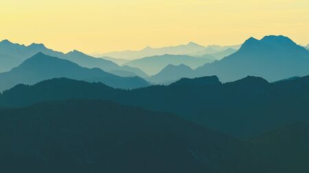 Autumn mountain landscape, foggy morning in the Austria Alps,  Europe.の写真素材