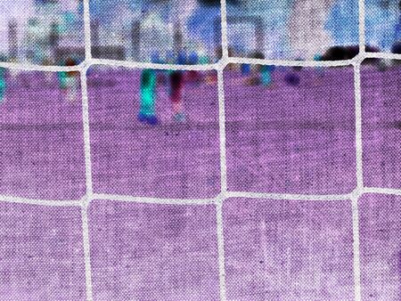 Football net on grass football field.  Abstract filter.の写真素材