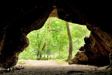 Mountain forrest, view from the cave. Sandstone domeの写真素材