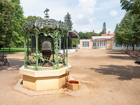 July 20th 2020, Podebrady, Czechia. Eliscin spring at Spa colonnade with healing mineral springsのeditorial素材