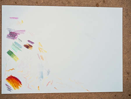 July of 20th 2020, Prague Czechia. Test of canyons colors on paper. Crayon drawing workshop