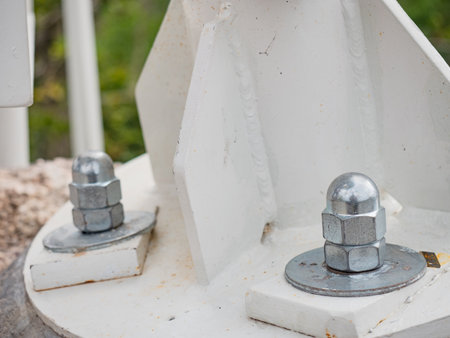 Top view of cup head nuts hold support ax of view tover built on granite rosckの写真素材