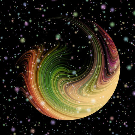 Planet Mercury born. Rotating streams on dark backgroundの写真素材