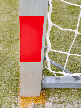 Frame and net of a soccer goal. Soccer or football goal net. Outdoor training playfieldの写真素材