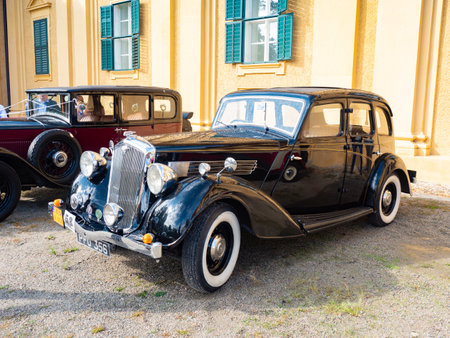Palavsky Oldtimer, the vintage rally show in Lednice castle garden, Czechia. 28th of August, 2021. Historical cars open competition.のeditorial素材