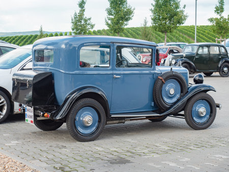 Palavsky Oldtimer, the vintage rally show at Winery Zajeci, Czechia. 27th of August, 2021. Fiat balilla 508. Historical cars open competition.のeditorial素材