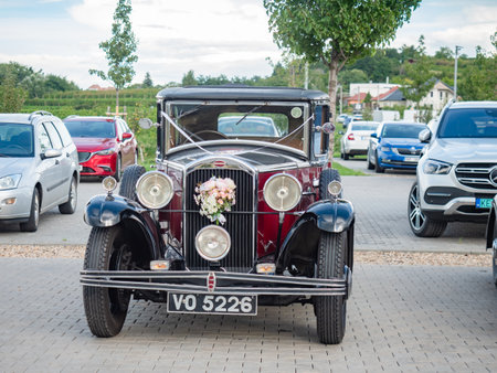Palavsky Oldtimer, the vintage rally show at Winery Zajeci, Czechia. 27th of August, 2021. Wedding Humber vintage car. Historical cars open competition.のeditorial素材