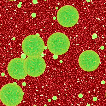 Bacteria Blood Infection or bacterial sepsis as a medical illustration representing an illness from green pathogens inside the human body attackingの写真素材
